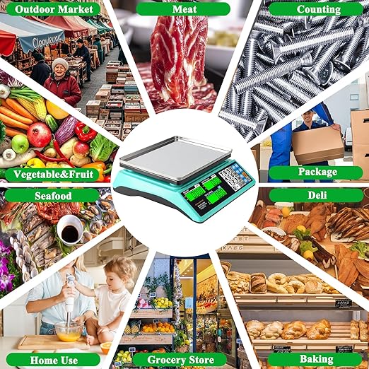 88lb/40kg Commercial Food Scale, Digital Price Computing Scale with Counting Feature, Outdoor Market Food Scale Dual LCD for Farmers Markets, Butchers, Retail Stores