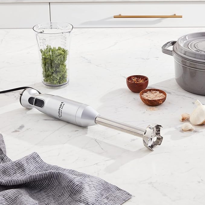 Cuisinart Smart Stick Two-Speed Hand Blender, Powerful Immersion Blender with 300-Watt Motor Blends Shakes, Smoothies, Puree, Baby Food, Soups & Sauces, CSB-175SVP1, Silver
