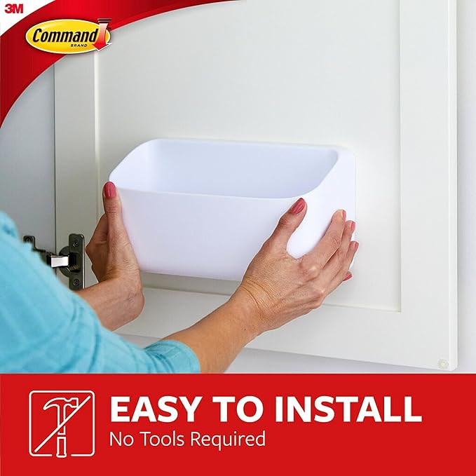 Command 10 Lb Large Organizing Caddy with 4 Command Strips, 9.91" x 3.38" x 5.15", Heavyweight Damage-Free Hanging for Organizing Cleaning Supplies, Closet, and Pantry, White