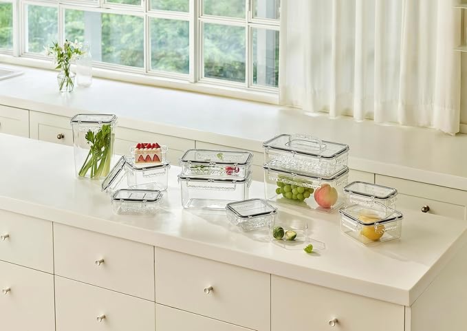 Airtight Food Storage Container With Lid (30.4oz) Leak-Proof Lunch Box | BPA-Free | Meal Prep | Microwave, Freezer and Dishwasher Safe | Kitchen Fridge Organizer Boxes | Fresher Food