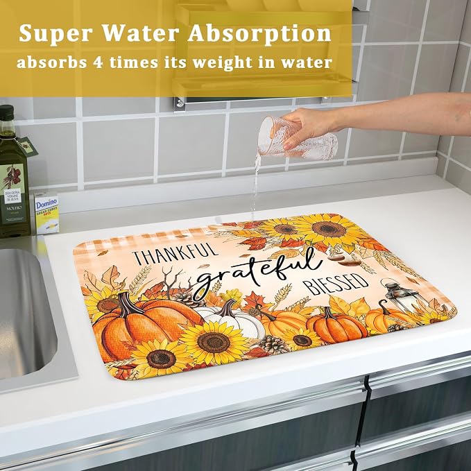 Giwawa Autumn Pumpkins Dish Drying Mat - Image 7