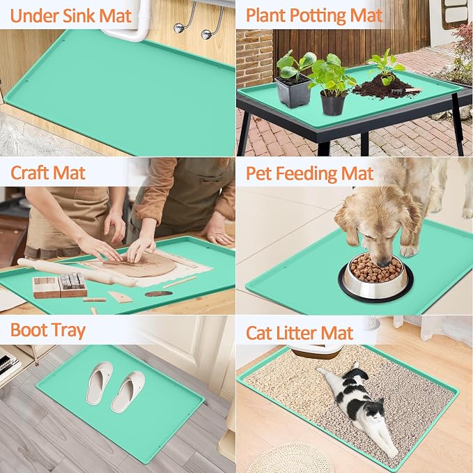 Silicone Coffee Maker Mat with Lip, 19.7'' x 15'' Heavy Duty Coffee Maker Mat - Image 7