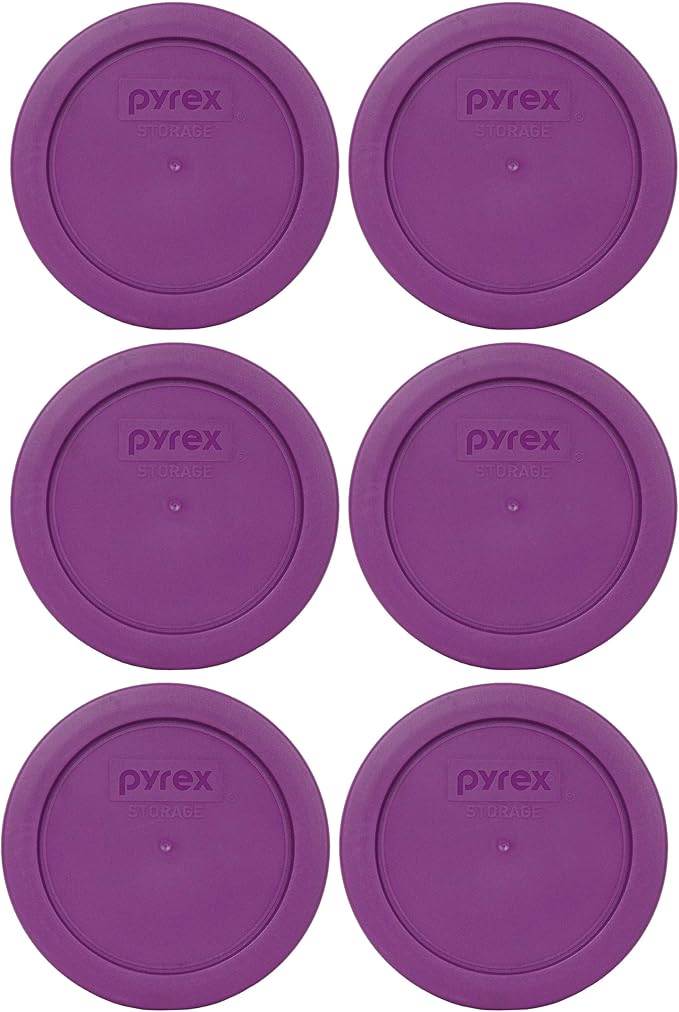 Pyrex 7200-PC 2-Cup Thistle Purple Food Storage Replacement Lid (6-Pack) - Made in USA