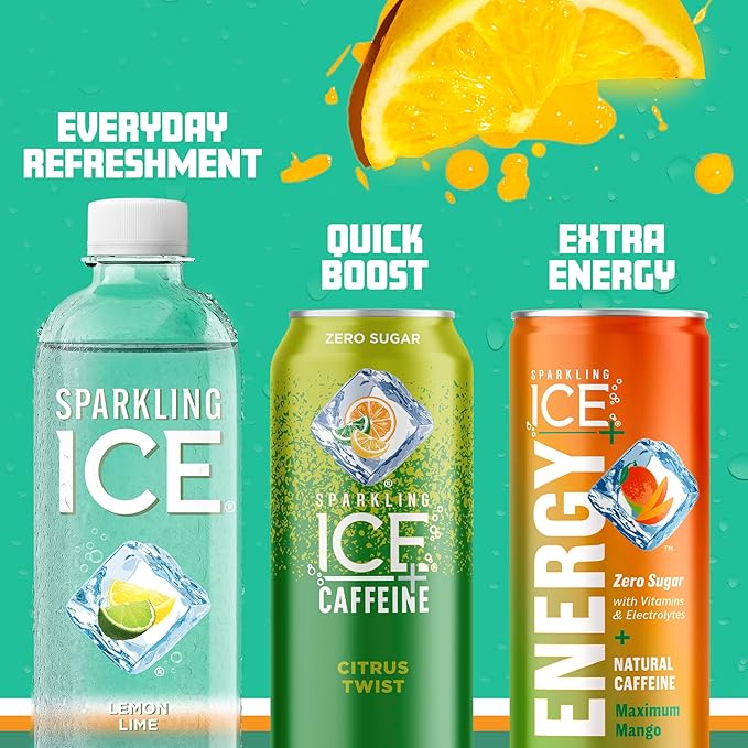 Sparkling Ice, Lemon Lime Sparkling Water, Zero Sugar Flavored Water, with Vitamins and Antioxidants, Low Calorie Beverage, 17 Fl Oz (Pack of 12)