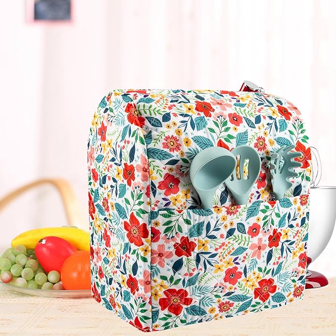 Kitchen Aid Mixer Cover Compatible with 6-8 Quarts Kitchen Aid/Hamilton Stand Mixer/Tilt Head & Bowl Lift Model,Flower Print Mixer Cover Pioneer Woman Kitchen Accessories,Kitchen Aid Mixer Accessories