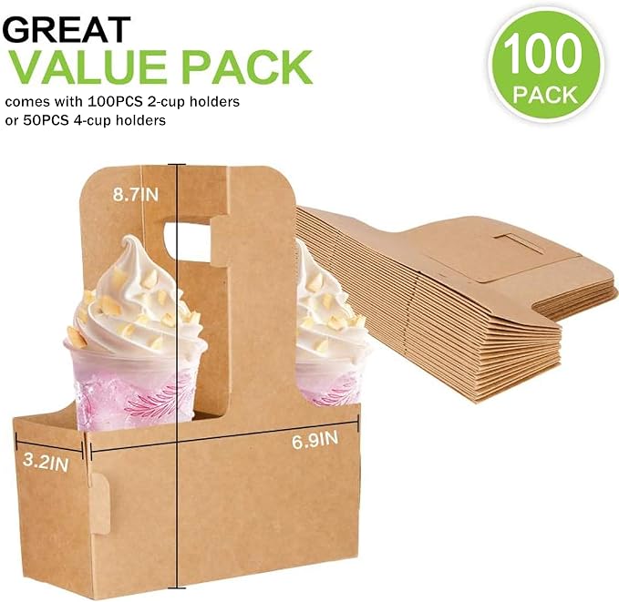 Kaderron Drink Carrier with Handles, Cardboard 2 or 4 Cup Holders, 100 Pack | - Image 6