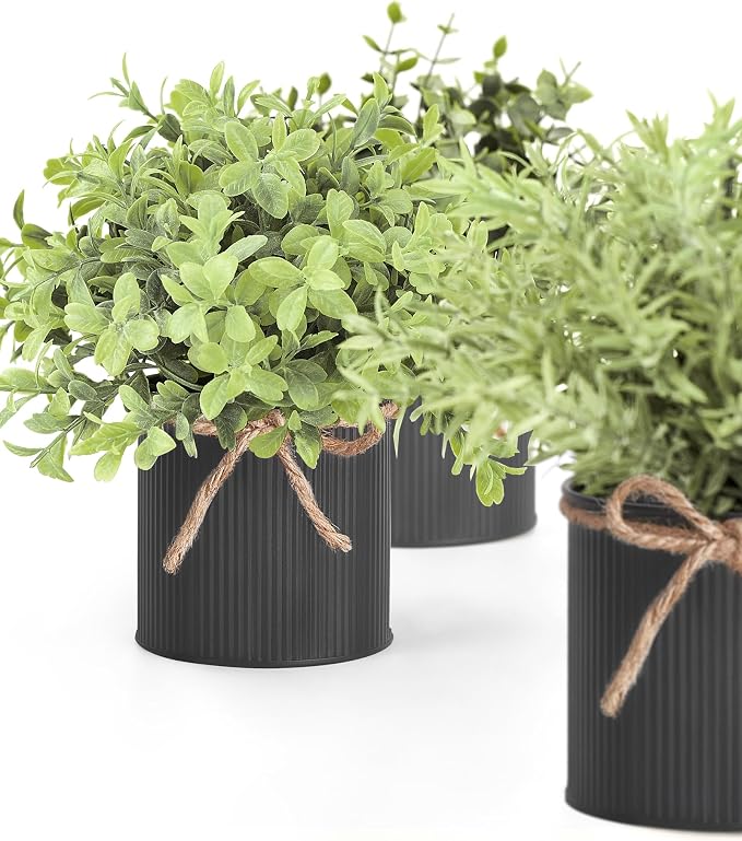 Mkono 3 Pack Small Fake Plants in Black Galvanized Metal Pots Artificial - Image 7