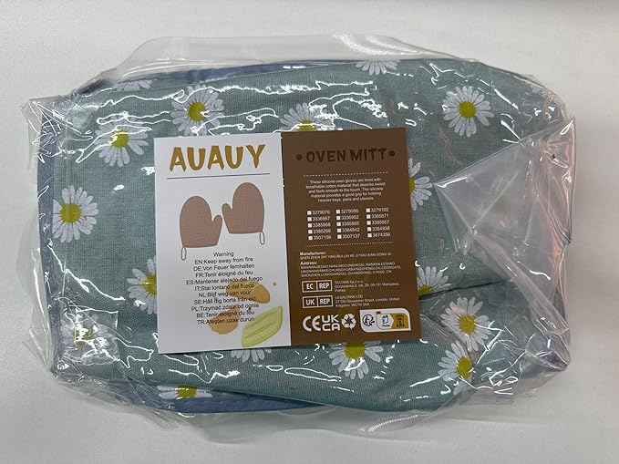 AUAUY Oven Mitts and Pot Holders, 392°F Heat Resistant Cooking Gloves and Hot Pads, Baking Mittens Grilling Gloves BBQ Gloves. Non-Slip Kitchen Mittens Home Essentials for Oven Cooking Baking Grilling