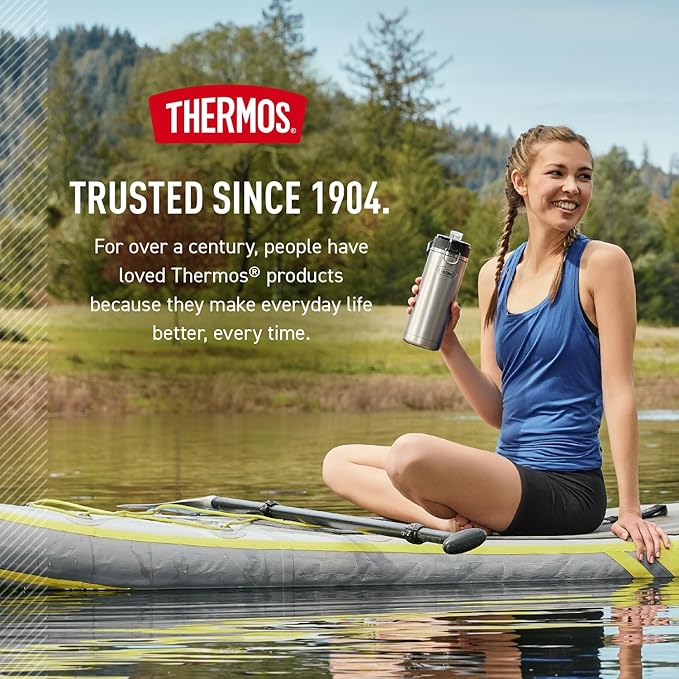 THERMOS ICON SERIES, Stainless Steel Water Bottle with Spout - 24 Ounce, Matte Stainless Steel - Vacuum Insulated Water Bottle with Lid