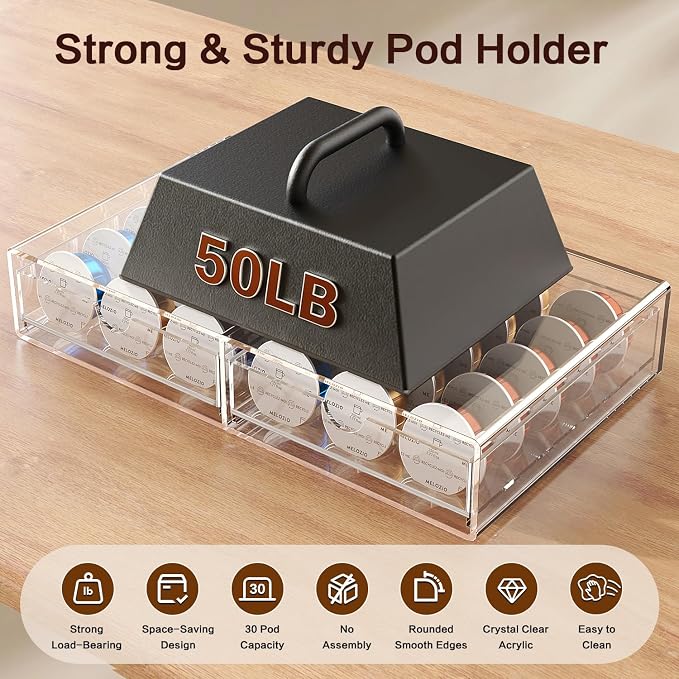 Compact Clear Acrylic Coffee Pods Drawer Organizer Compatible - Image 6