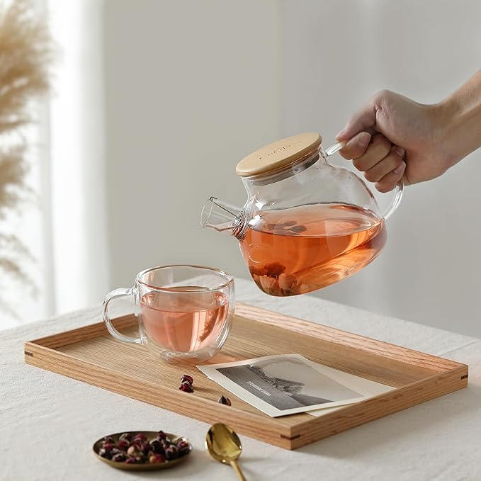 CNGLASS Double Wall Glass Cappuccino Mugs 8.1oz,Clear Insulated Glass Coffee Mug with Handle for Espresso,Latte,Tea,Set of 2