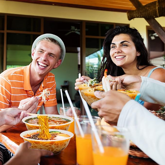 POPMISOLER 150 Pcs Stackable Meal Prep Bowl Containers, Food Takeout Bowls Reusable,Black Disposable Meal Prep Bowls With Lids. (24oz-transparent)