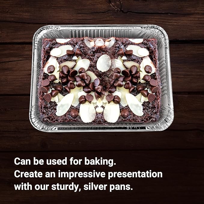 Aluminum Pans Half Size, 9X13, Extra Heavy Duty Disposable Foil Pans For Baking (30 Pack) Roasting & Chafing, Deep Tin Foil Bakeware, Steam Table Tray, Cookware, Food Prepping, Cake & Oven Pan
