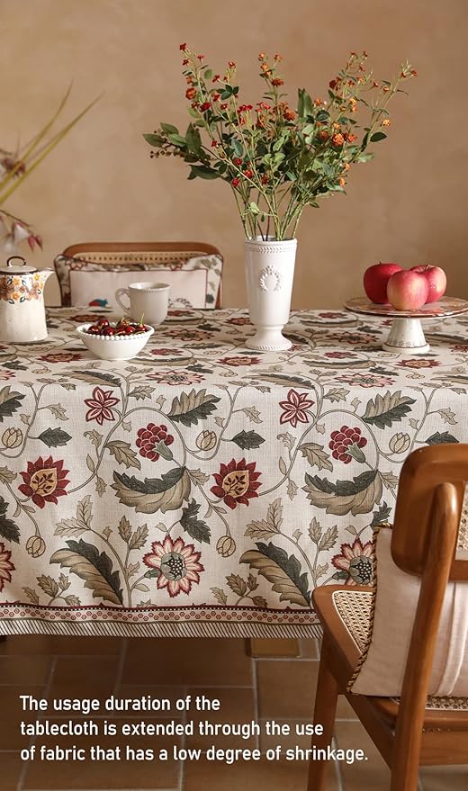 ISAENNE Designer Provence Floral Small Square Tablecloth,Linen Colorful Washable Indoor Table Cloth,Durable Home Decor Tablecloths for Dining Thanksgiving Kitchen Christmas,55"*55"-Ratina