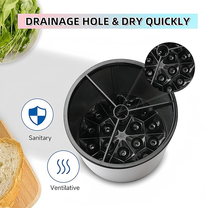 Utensil Holder,Large 360°Rotating Kitchen Utensil Holder For Counter,Cooking Silverware Organizer Stainless Steel Caddy Flatware Spoon Spatula Tool Cutlery Container