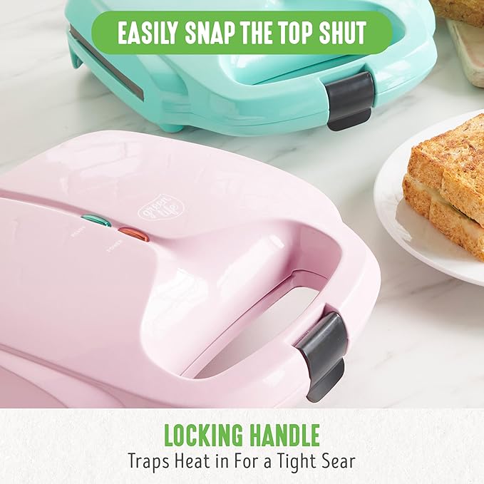 GreenLife Pro Electric Panini Press Grill and Sandwich Maker, Healthy Ceramic Nonstick Plates,Easy Indicator Light, PFAS-Free, Pink