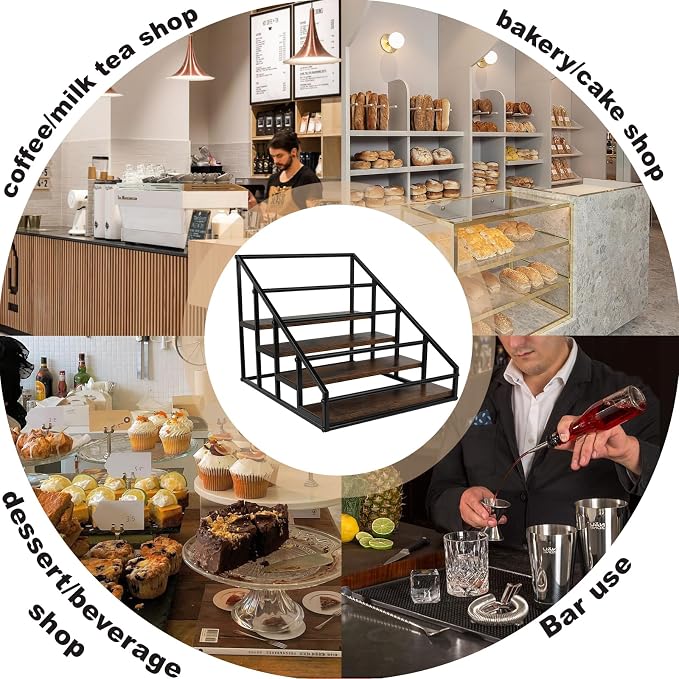 YQBRAO Coffee Syrup Rack Organizer, Liquor Bottle Display Shelf, Water cup - Image 9