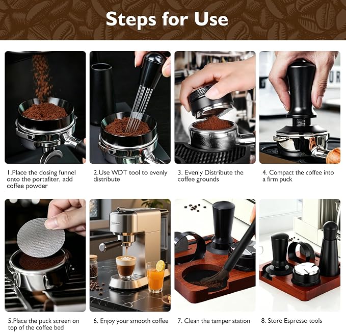 54mm Espresso Accessories Kit, WDT Tool, Distributor, Puck Screen and Dosing - Image 7