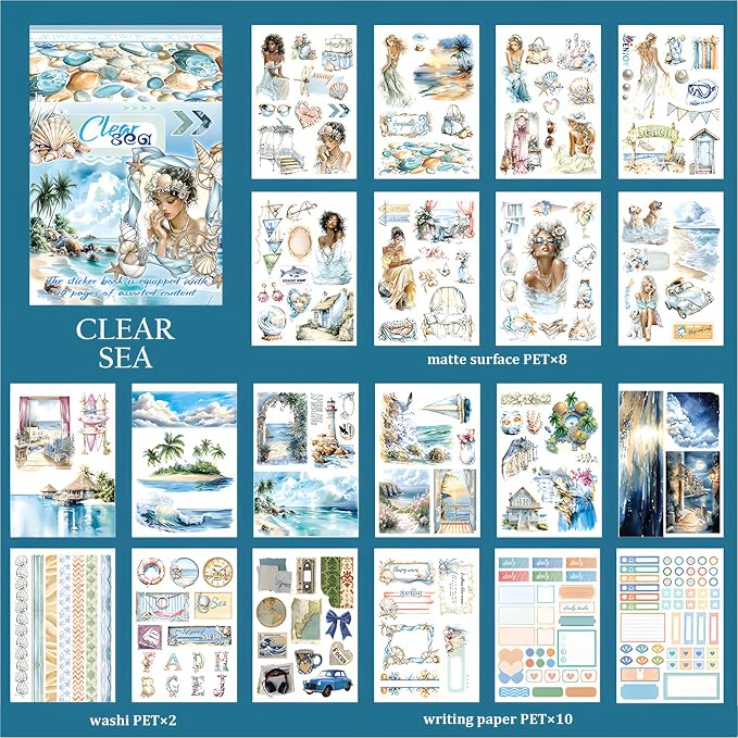 Snycler Clear Sea Theme Sticker Scrapbooking Supplies - Image 6