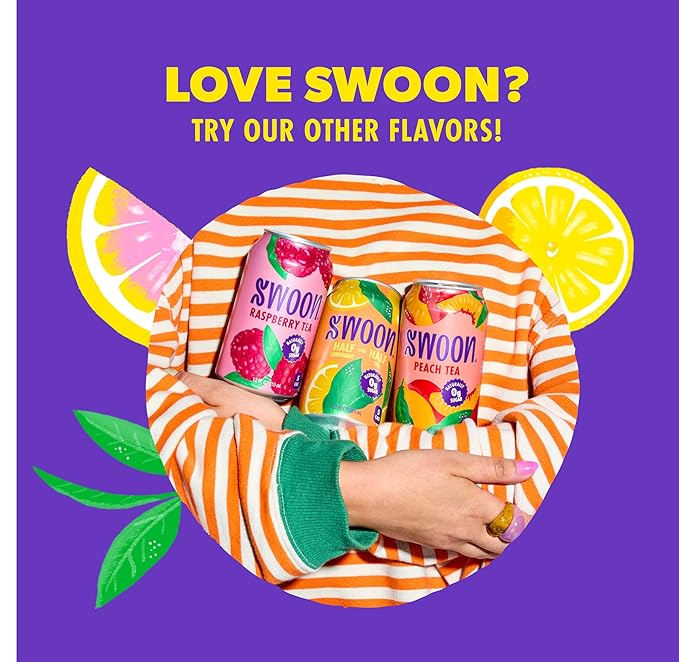 Swoon Perfectly Sweet Green Tea | Zero Sugar, Lightly Caffeinated & Refreshing | Keto, Paleo, Vegan, Non-GMO & Gluten-Free | Naturally Sweetened with Monk Fruit & Stevia | Only 5 Calories (12 Fl Oz, 12-Pack)