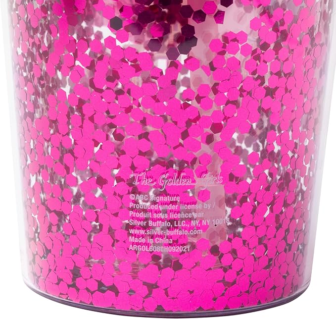 Silver Buffalo The Golden Girls Featuring Blanche, Sophia, Dorothy, and Rose Plastic Confetti Cold Cup with Lid and Straw, 32 Ounces