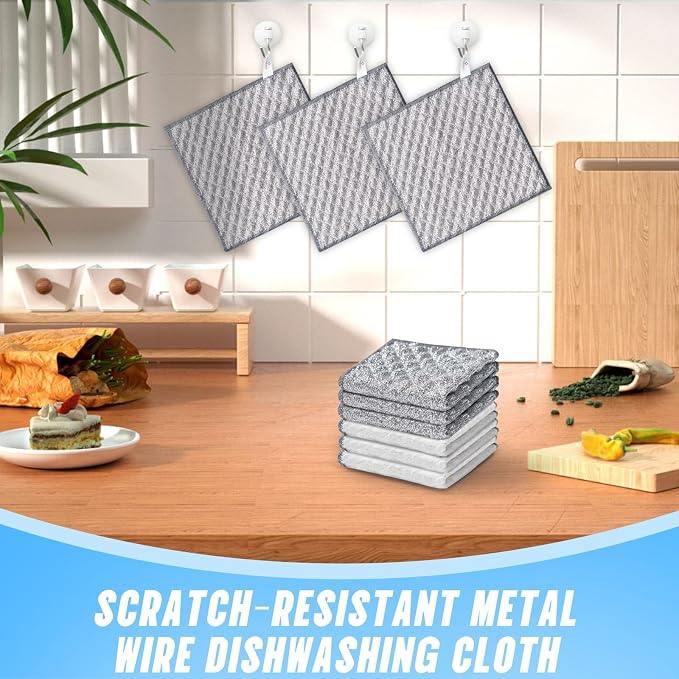 Wangjinpeng 8 Pcs New Upgrade 4-Layer Metal Dish Cloths, Non-Scratch Odor-Free - Image 7