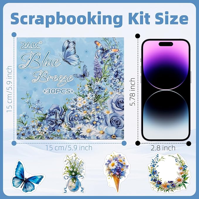 Blue Butterfly Garden Theme Sticker Scrapbooking Supplies - Image 6