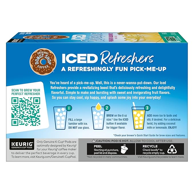 The Original Donut Shop Iced Refreshers, Pineapple Passionfruit Flavor, Keurig Single Serve K-Cup Pods, 60 Count (6 Packs of 10)