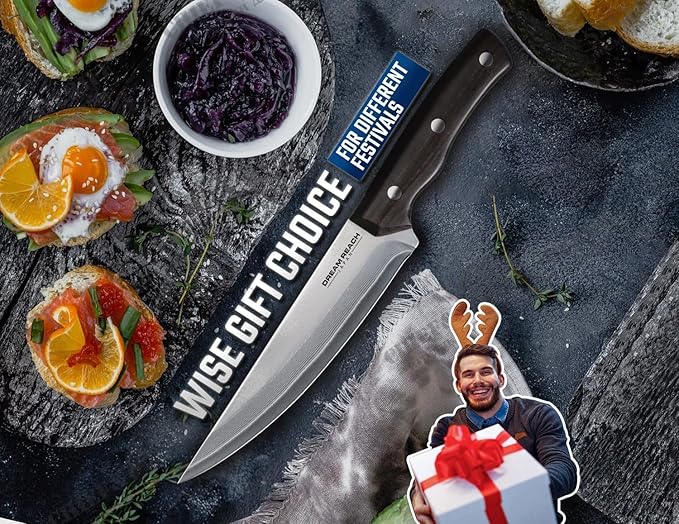 Dream Reach Boning Knife for Meat Cutting Japanese 6.7 inch High Carbon Steel Fillet Knife for Meat with Sheath-Razor Sharp for Kitchen Outdoor (Flow Series2), Christmas Gifts for Men