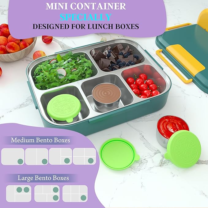 6x1.6 Oz Salad Dressing Containers With Lids, Small Leakproof Reusable Stainless Steel Salad Dressing Container To Go For Lunch Boxes,Sauce containers, Picnics,Travel Meal Prep And Kitchen Storage.