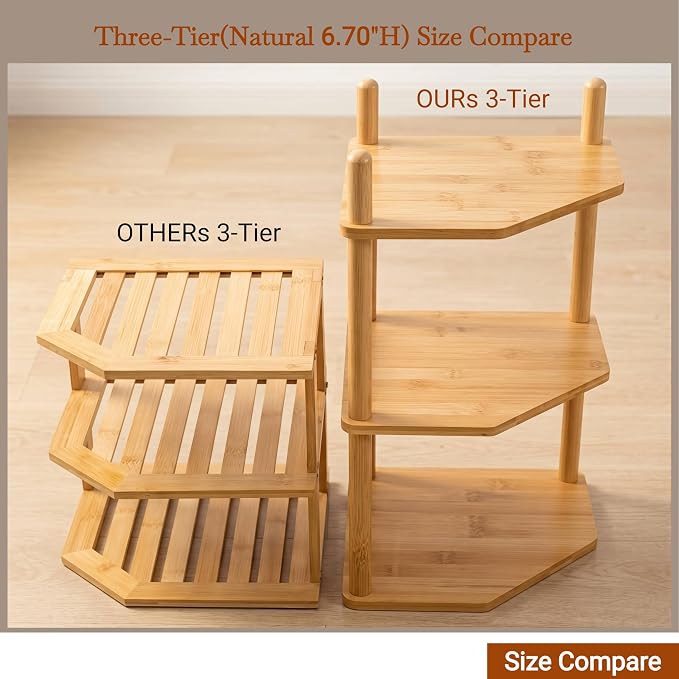 3-Tier Expandable Bamboo Corner Shelf - Image 9