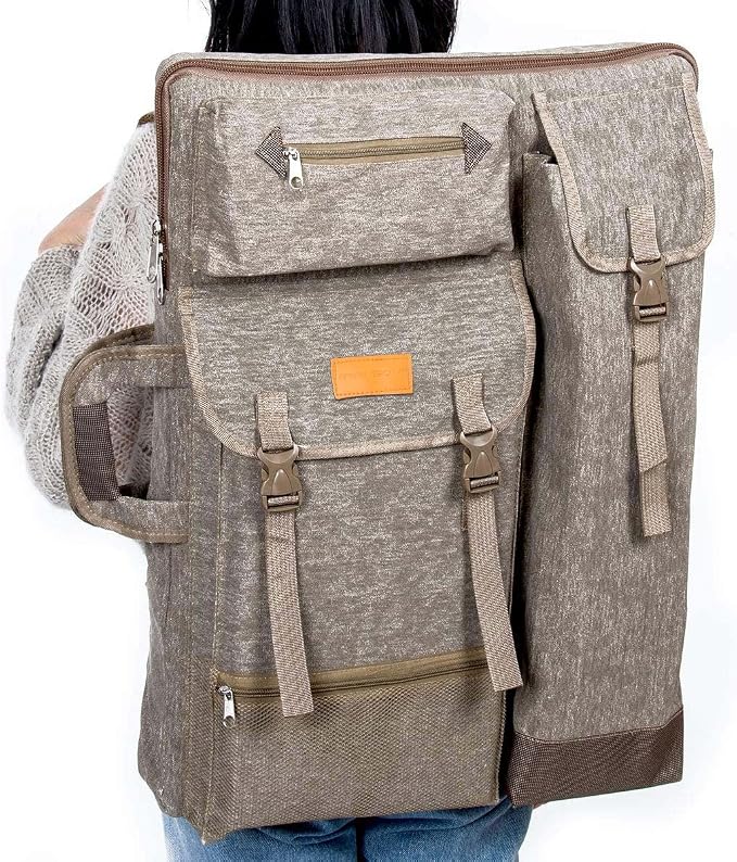TRANSON Art Portfolio Case Artist Backpack Canvas Bag Large 26” x 19.5” - Image 8