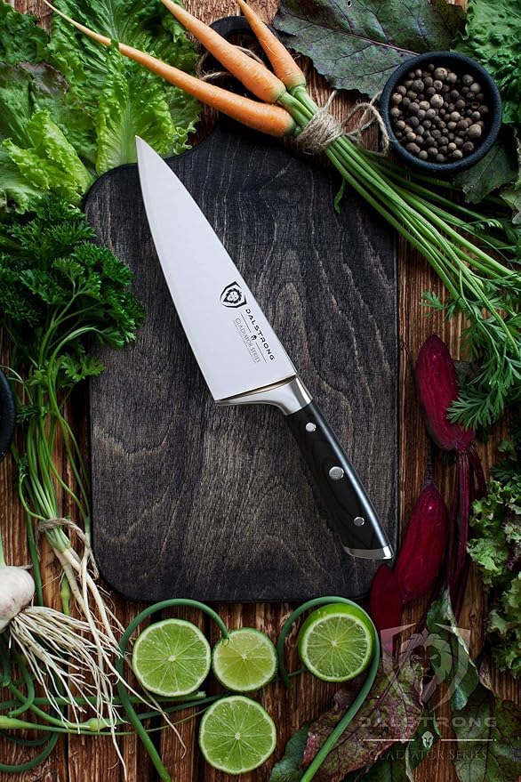 Dalstrong Chef Knife - 6 inch - Gladiator Series Elite - Forged High Carbon German Steel - Razor Sharp Kitchen Knife Gift - Full Tang - Black G10 Handle - Sheath Included - NSF Certified