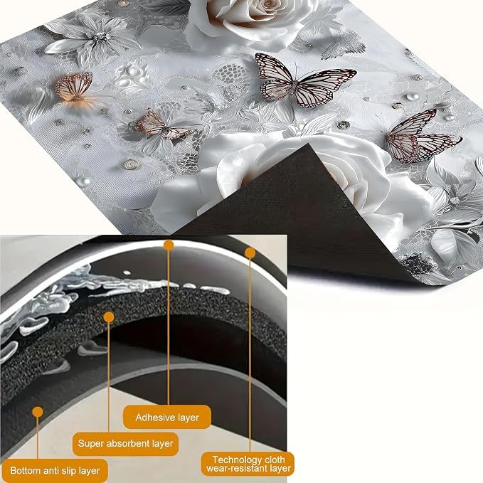 White Rose Butterfly Stove Top Cover 28.3 x 20.5 Inches, Heat Resistant Glass - Image 8