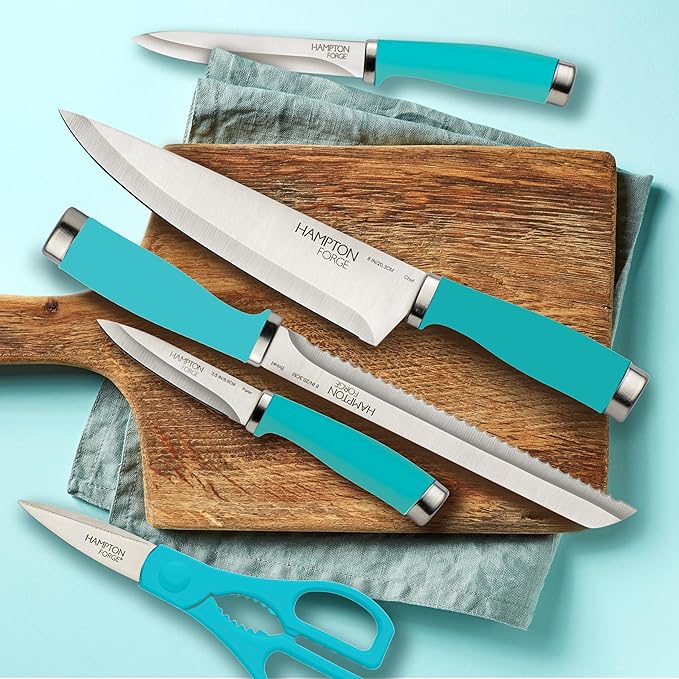 Hampton Forge Epicure True Aqua Knife Block Set, 15 Piece