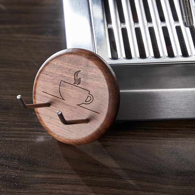 Wall Mounted Portafilter Holder Walnut Wall Rack Espresso Station Organizer - Image 5