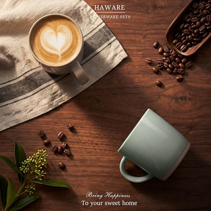 HaWare 13OZ Coffee Mugs Set of 4, Stoneware Coffee Cups, Ceramic Latte Mug - Image 7