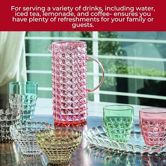 GUZZINI Tiffany Bulb Pitcher with Spout - Clear, Chip Resistant, Unbreakable & BPA-Free, Water Jug, Iced Tea Pitcher for Restaurant & Home, Made in Italy