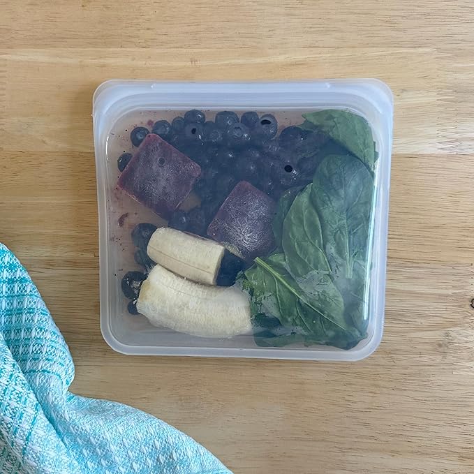 Stasher Premium Silicone Reusable Food Storage Bags, 4-Pack, Clear, Multi-Use Food Storage Bags, Lunch Bag, Travel Containers, BPA Free, Leak-free, Dishwasher-Safe, Eco-friendly