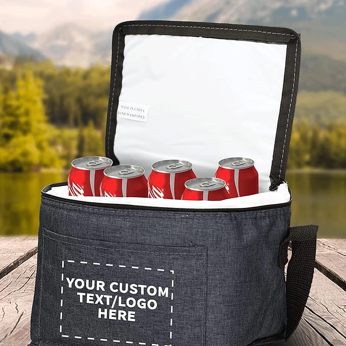 Custom Insulated Cooler Lunch Bag Set of 10, Personalized Bulk Pack - Perfect for Work, Travel, Outdoor Events - Black