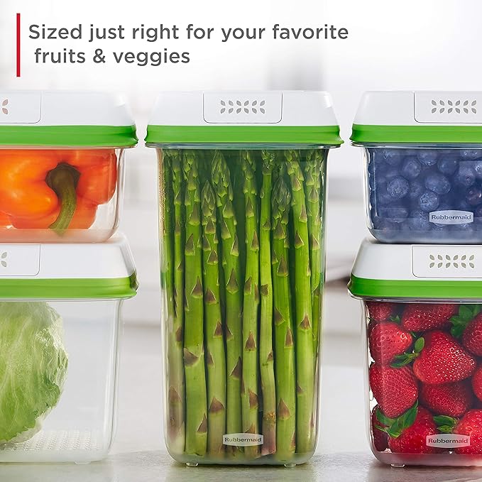 Rubbermaid 4-Piece Produce Saver Containers for Refrigerator with Lids for Food Storage (Pack of 2)