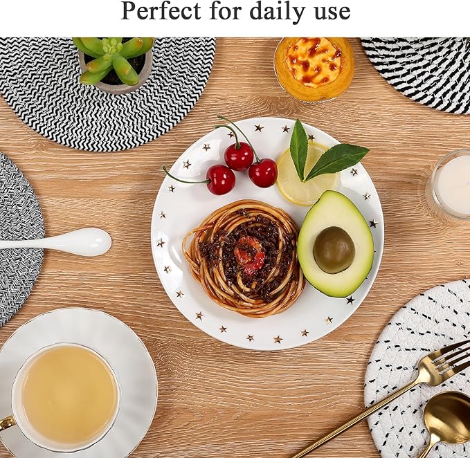 SHACOS 8 Inch Trivets for Hot Dishes 6 Pieces Heat-Resistant Trivet Set, Cotton Trivets Mats for Kitchen, Hot Pads for Countertops Table, Farmhouse Home Decor Essentials, Black