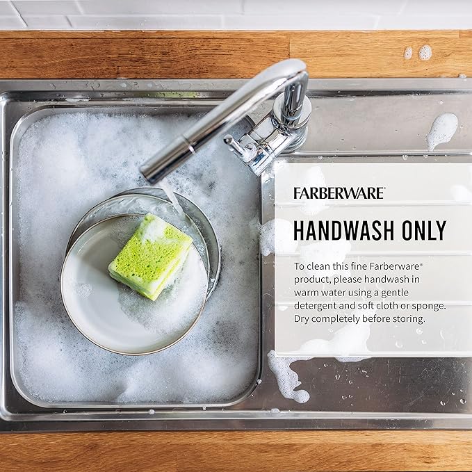 Farberware Never Needs Sharpening High-Carbon Stainless Steel Knife Block Set with Non-Slip Handles, 18 Piece, Black