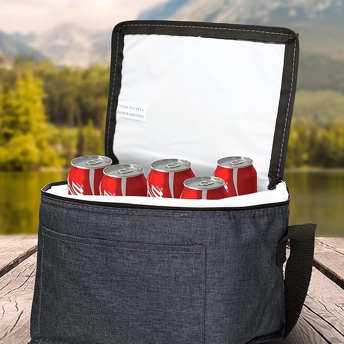 Insulated Cooler Lunch Bag Set of 10, Bulk Pack - Perfect for Work, Travel, Outdoor Events - Black
