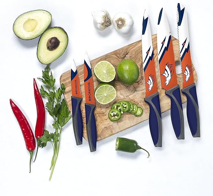 The Sports Vault NFL Denver Broncos 5-Piece Kitchen Knife Set