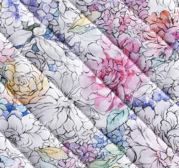 Maison d' Hermine Pot Holders 100% Cotton Heat Resistant Potholders 8" x 8" Hot Pads with Loop BBQ, Cooking, Baking, Grilling, Kitchen, Handling Hot Pans Spring/Summer (Pack of 1, Floral Love)