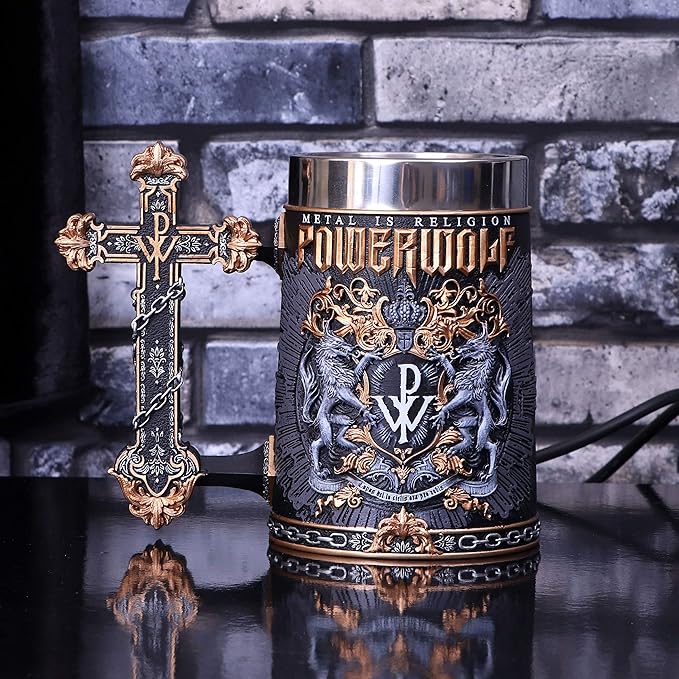 Nemesis Now Officially Licensed Powerwolf Metal is Religion Rock Band Tankard, Black