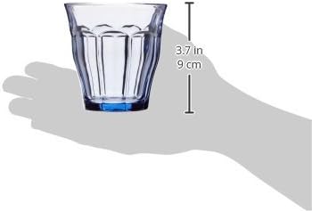 Duralex Made in France Prisme Marine Glass Tumbler Drinking Glasses, 8.75 ounce - Set of 6, Marine Blue