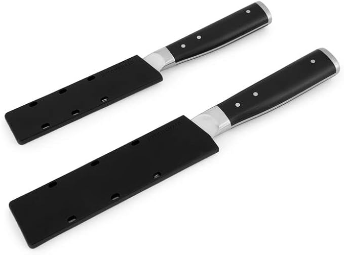 KitchenAid Gourmet 2 Piece Forged Triple Rivet Knife Set, 4.5 inch Fine Edge Utility Knife and 3.5 inch Paring Knife Set, Sharp Kitchen Knives, High Carbon Japanese Stainless Steel, Black
