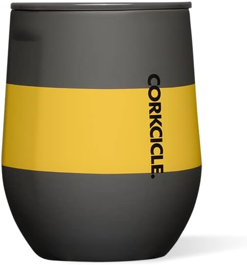 Corkcicle Stemless Insulated Wine Glass Tumbler - Keeps Beverages Cold 6 Hours & Hot 3 Hours - Stainless Steel - Easy-Grip - Summer Drinkware Gift - Keeps Drinks Ice Cold - 12 oz - Hufflepuff